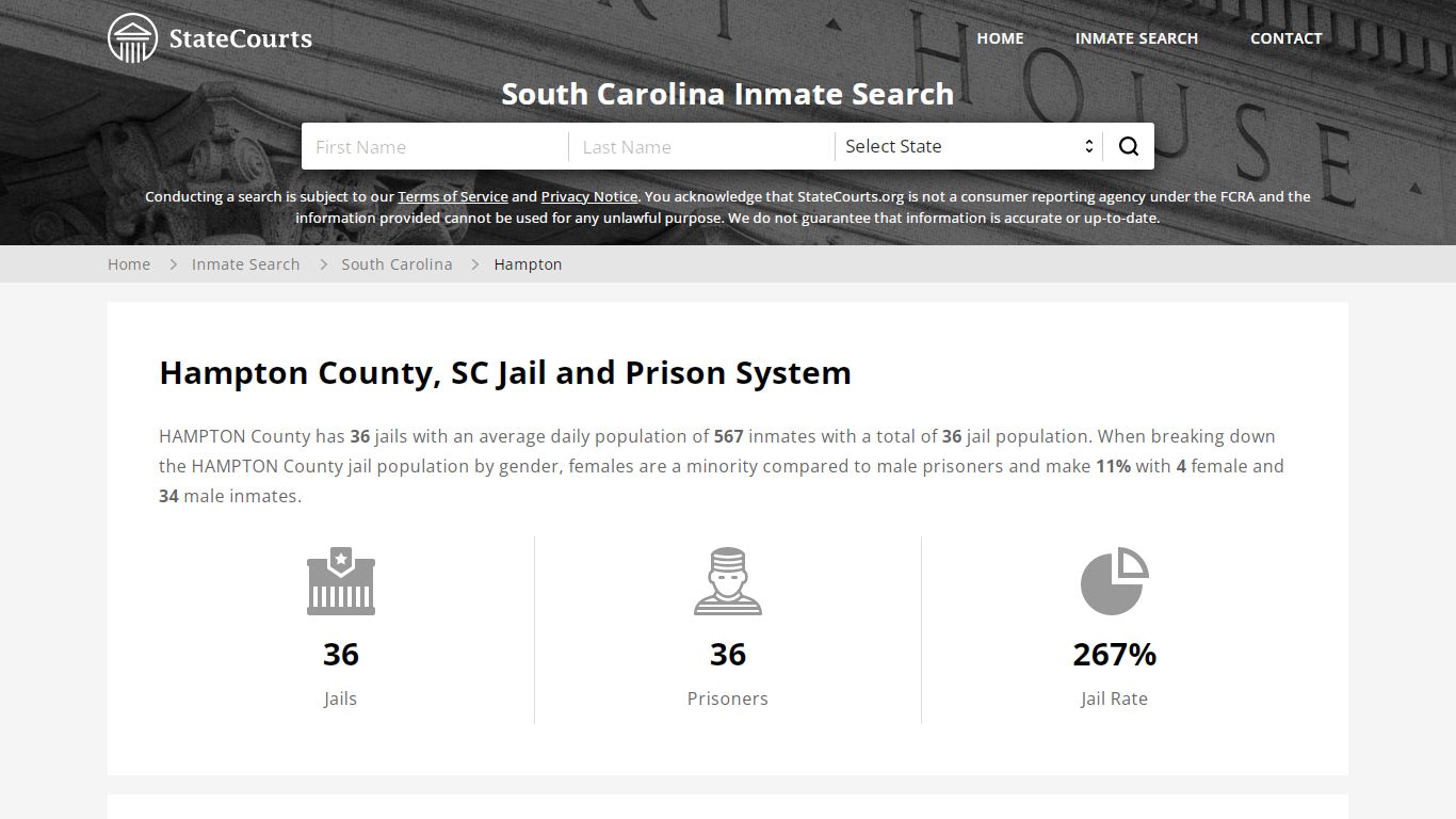 Hampton County, SC Inmate Search - StateCourts
